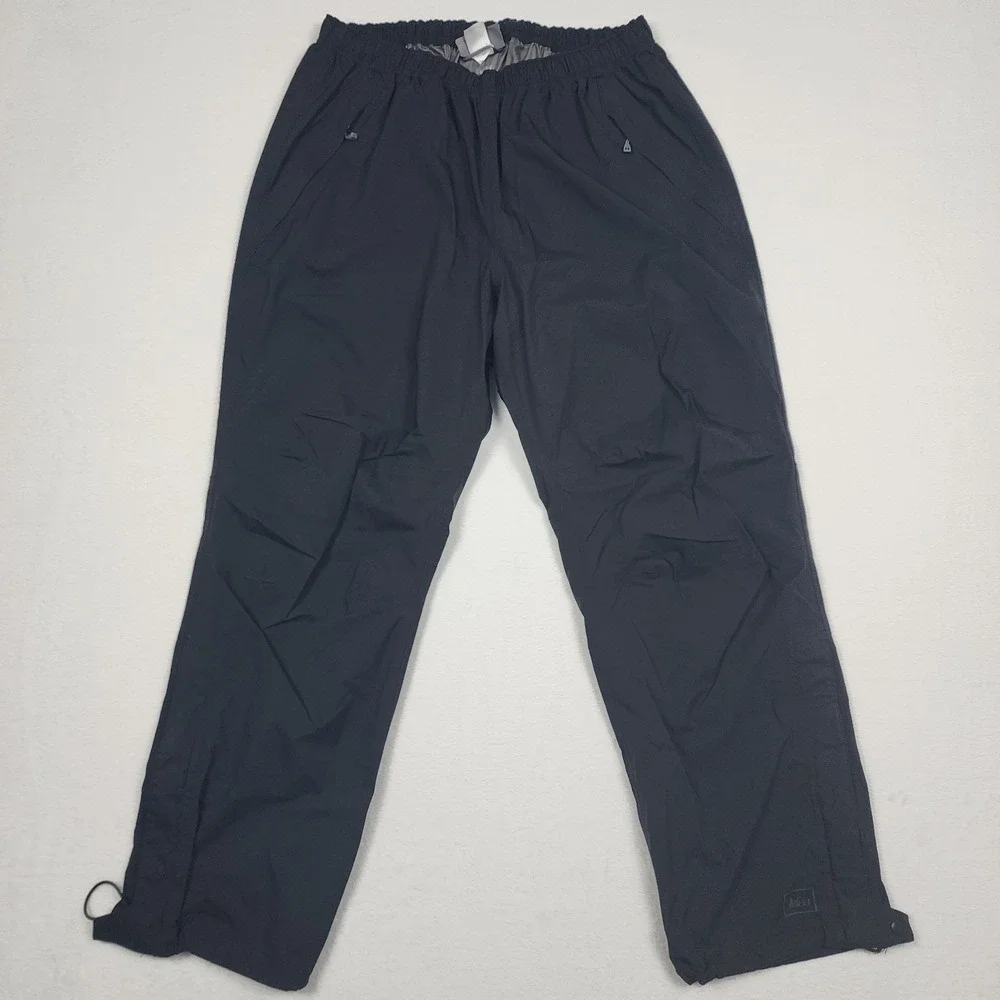 REI Rain Pants Mens Medium Gray Waterproof Hiking Nylon Zip Leg Outdoor